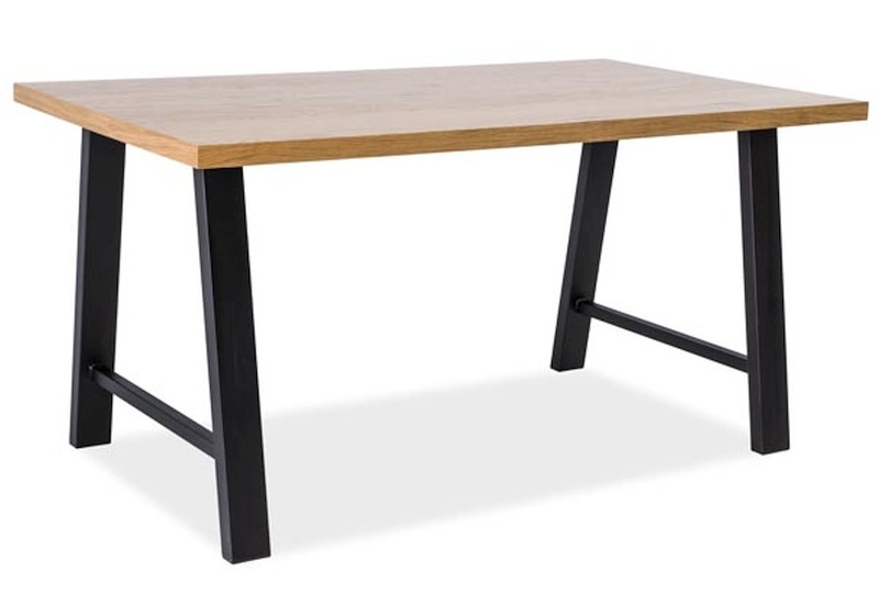 Jedálenský stôl ABRAMO dub masiv/čierný kov 90x180