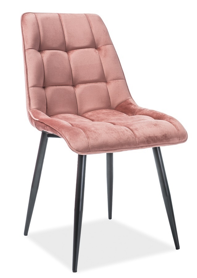 Jedálenská čalúnená stolička CHIC VELVET ružová/čierna