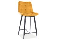 Barová čalouněná židle CASA 11395 VELVET žlutá curry/černá