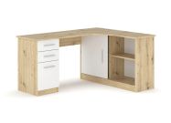 pracovní stůl rohový, barva dub Artisan/bílá