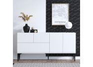 komoda na nožičkách, bílá / černá