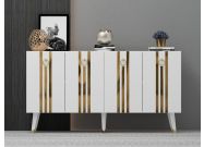 komoda na nožičkách, bílá / zlatá