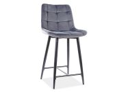 Barová čalouněná židle CASA 11395 VELVET šedá/černá