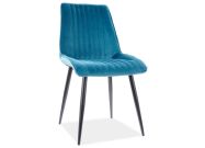 Jídelní čalouněná židle CASA 11883 velvet tyrkysově modrá/černá mat