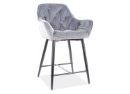 Barová čalouněná židle CASA 11009 velvet šedá/černá