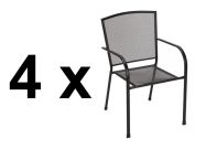 zahradní kovové křeslo - set 4 ks, barva černá