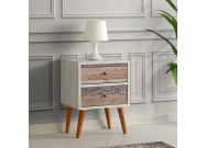 stylový noční stolek, bílá / ořech