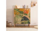 stylová komoda na nožičkách, dub Sonoma / zelená / žlutá