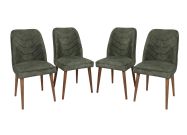 4 jídelní židle, ořech / tmavá zelená