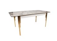 rozkládací jídelní stůl, zlatá / bílá