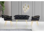 stylová sedací souprava, černá / zlatá