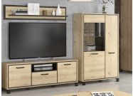 obývací sestava II (vitrína, TV stolek, police), dub artisan/wenge