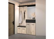 malá předsíňová sestava, bílý dub / černá