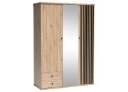 šatní skříň se zrcadlem 150, barva dub artisan/černá