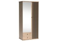 šatní skříň se zrcadlem 100, barva dub artisan/černá