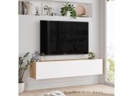 závěsný TV stolek, barva borovice + bílá