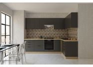 rohová kuchyňská linka 280x140, barva grafit/dub sonoma