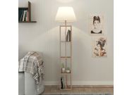 Stojací lampa s regálem, barva dub/bílá