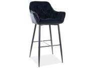 Barová čalouněná židle CASA 11009 velvet černá/černá