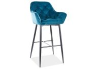 Barová čalouněná židle CASA 11009 velvet tyrkysová/černá