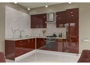 rohová kuchyňská linka 300, bordo lesk