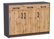 komoda 3D3S, barva grafit/dub wotan