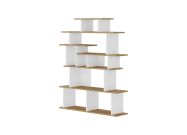 designová knihovna, dub / bílá