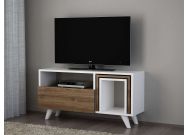 TV stolek na nožičkách, bílá/ořech