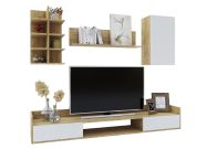 obývací sestava, barva dub kraft zlatý/bílá mat