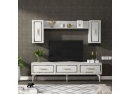 obývací stěna, bílá / zlatá