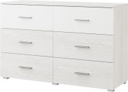 komoda 6 zásuvek, bílá/light artwood