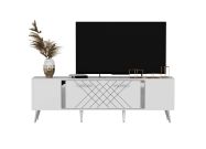 TV stolek na nožičkách, bílá / stříbrná