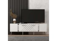 TV stolek na nožičkách, bílá / stříbrná