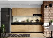 kuchyně 285, barva dub artisan/černá