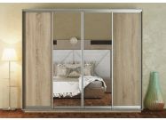 šatní skříň 300/240, barva dub sonoma/zrcadlo