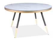Konferenční stolek VEGA B bílý mramor/černá/zlatá