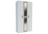šatní skříň 3D se zrcadlem, bílá mat/dub coastland satin
