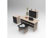 kancelářský set se skříňkou, dub/černá