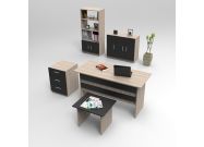 kancelářský set s regálem, dub/černá