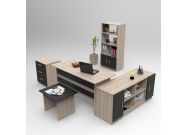 kancelářský set s regálem, dub/černá