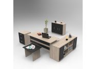 kancelářský set se skříňkou, dub/černá