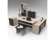 kancelářský set s regálem, dub/černá