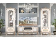 luxusní obývací sestava, barva bílá/zlatá