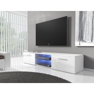 TV stolek s LED, barva bílá/bílá lesk (CH-03)