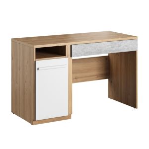 pracovní stůl (MO-06), barva dub nash/šedá/bílá