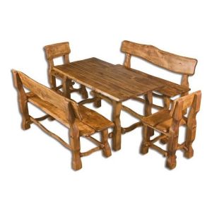 zahradní sestava (1x stůl + 2x lavice + 2x židle) (XH-101), barva brunat