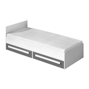 postel 90x200, barva bílá/šedá lesk (DR-11)