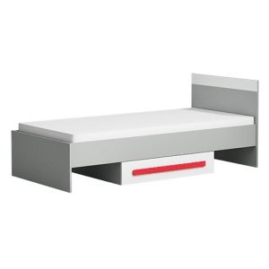 postel 90x200 cm, barva antracit/bílá/červená (DS-12)