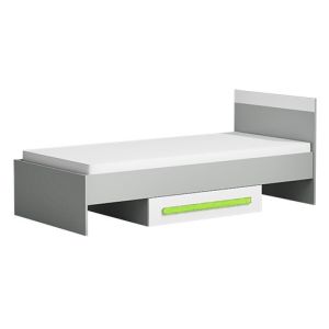 postel 90x200 cm, barva antracit/bílá/zelená (DS-12)