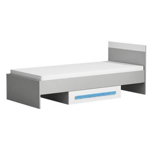 postel 90x200 cm, barva antracit/bílá/modrá (DS-12)